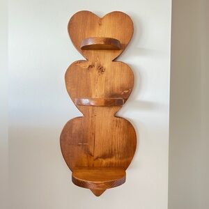 Vintage wooden shelf heart 3 tier 21” tall handmade